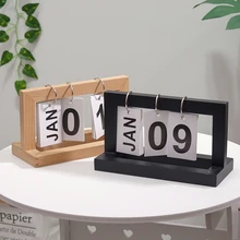 Drewniana strona toczenie kalendarz biurkowy drewniany rzut kalendarz kreatywne proste stojące biurko kalendarz biurkowy kalendarz domowy Decor Dropship tanie tanio CN (pochodzenie)