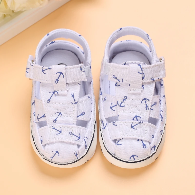 2021 NEW 0-18Months Kids Newborn Baby Boys Fashion Summer Soft Crib Shoes First Walker Anti Slip Sandals Shoes Soft Sole