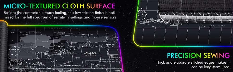 RGB большой игровой коврик для мыши карта мира резиновый нескользящий светодиодный коврик большой коврик для мыши Компьютерная клавиатура Коврик для мыши для игры офиса дома