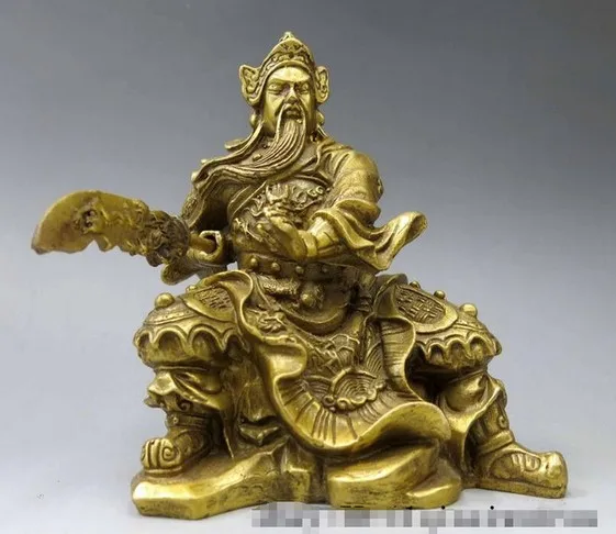 Статуэтка китайского воина Guan Gong Yu 312 5 дюймов из чистой латуни и меди | Дом сад