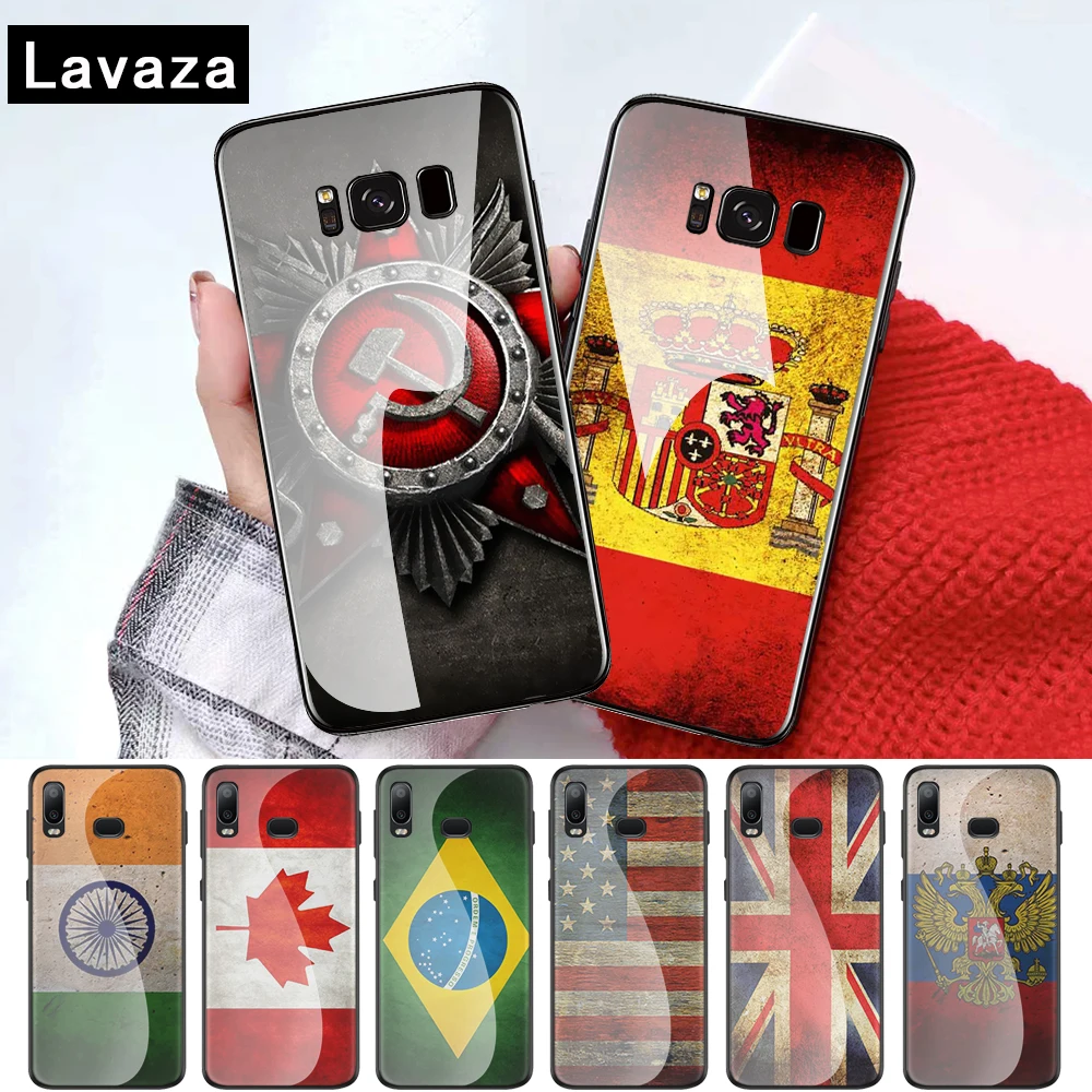 Стеклянный чехол с американским и Канадским флагом для Samsung S7 Edge S8 S9 S10 Plus A10 A20 A30 A40