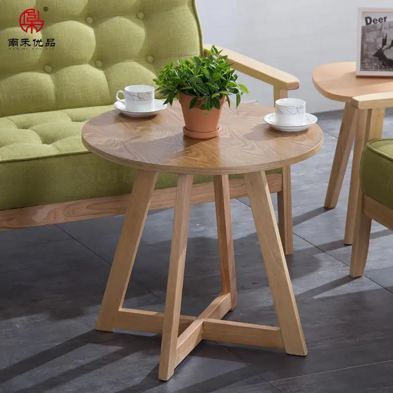 Nordic Small Apartment Simple Solid Wood Coffee Table Living Room Bedroom Balcony Round Wooden |