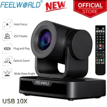 Feelworld usb10x ptz câmera de vídeo conferência com zoom óptico 10x usb 2.0 hd completo 1080p transmissão ao vivo apoio skype msn lync
