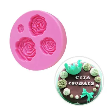 

4 pcs 3D Rose Petals Silicone Mold Fondant & Gum Soap Paste Silicone Cake Mold