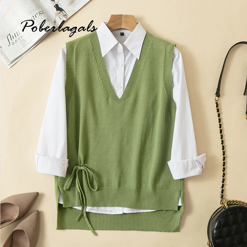 

Knitted vest loose long V-neck pullover womens 2019 Korean Knitwear Autumn sweater women winter sweaters female womens clothes