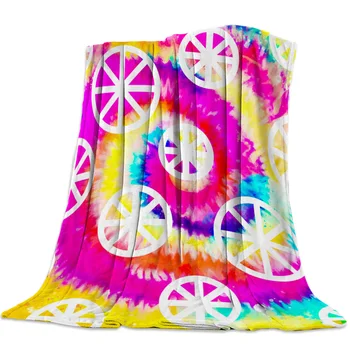 

Tie-Dye Color Pattern Floral Watercolor Printed Flannel Blanket Soft Throw Blanket Machine Washable Blankets for Beds