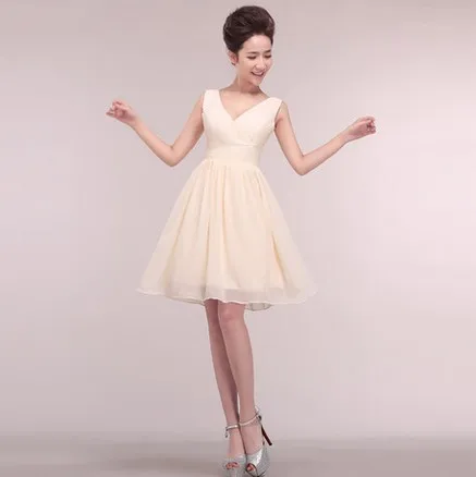 Шампанское Vestidos de festa formales длина повязки v образным вырезом фуксия, ярко-розовый orange желтое платье для выпускного вечерние элегантные короткие платья - Цвет: Шампанское