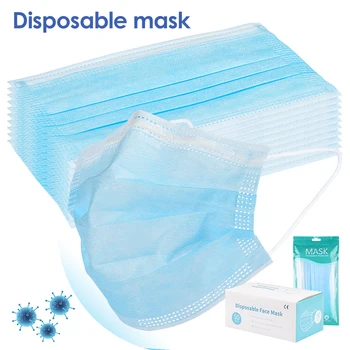 

100pcs Face Mouth Mask Disposable 3 Layers Filter Dustproof Earloop Non Woven Mouth Masks 48 hours Shipping