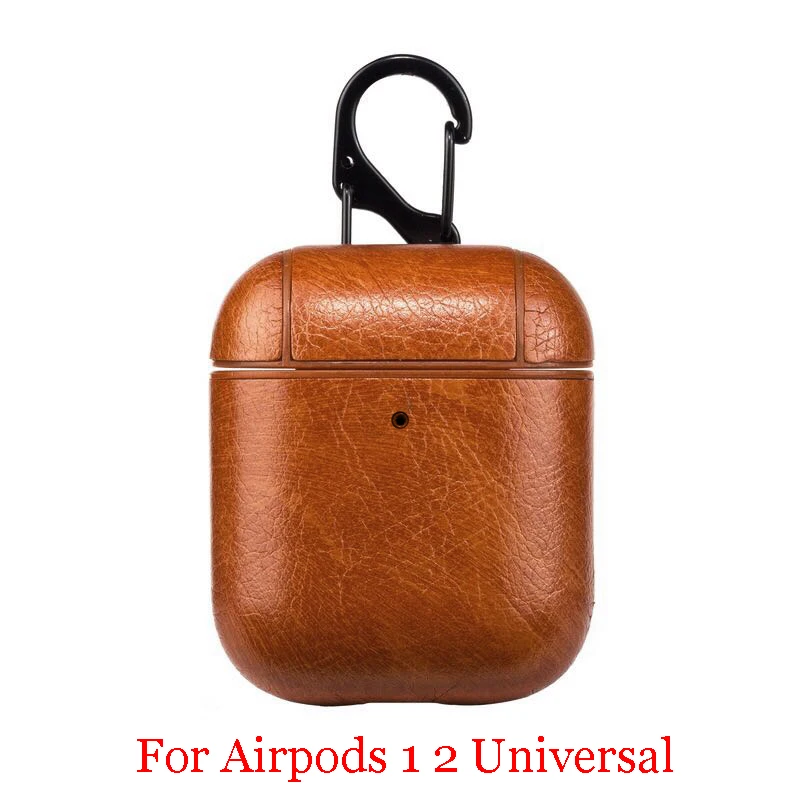 Light Brown Кожухи головных телефонов для Apple Airpods ремешок роскошный кожаный с кнопками чехол для наушников аксессуары для iphone Airpods чехол - Цвет: Light Brown