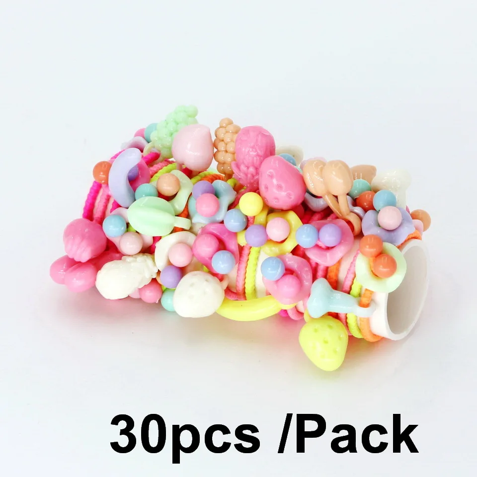 30pc Fruit Isnice/головной убор диаметром 30 мм, Корейская резинка радужного цвета для волос, резинки для волос, маленькие милые аксессуары для волос, украшение для волос для девочек - Цвет: 30pc Fruit
