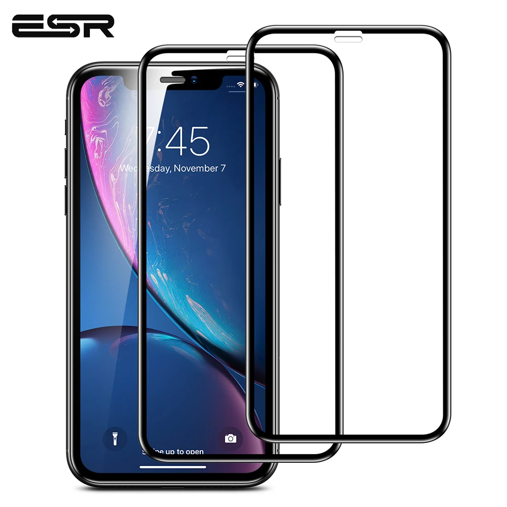 Скидка Защитное закаленное стекло для экрана ESR для iPhone X XS XR XS Max, 2 шт. лот, 3D полное покрытие экрана, прозрачная высококачественная пленка из закале...