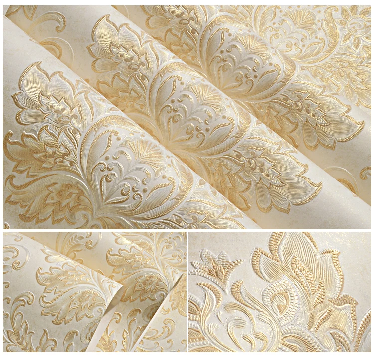 Damask роскошные обои Цветочные Резные тисненый текстурированный обои для спальни стены гостиной вертикальные полосы