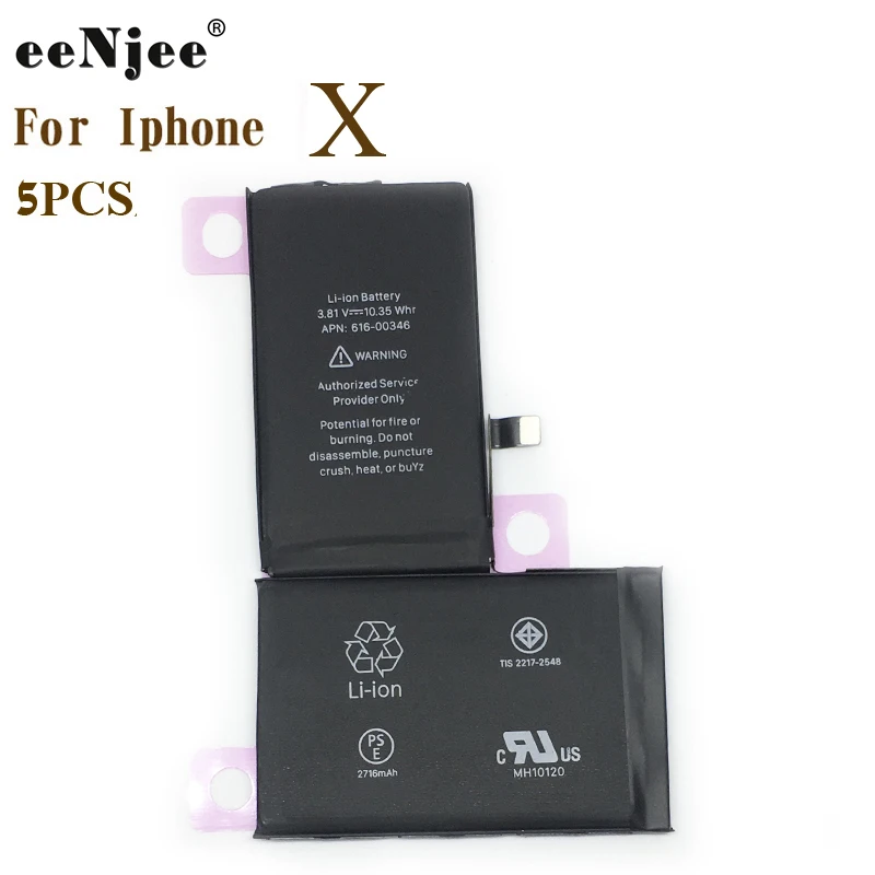 Оригинальный IC аккумулятор для мобильного телефона EENJEE 5 шт. Iphone X 2716 мАч 0 циклов
