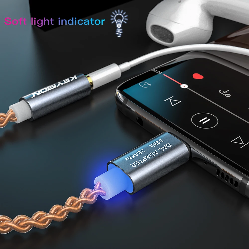 KEYSION HIFI DAC усилитель для наушников usb type C до 3,5 мм разъем для наушников аудио адаптер 32 бит 384 кгц цифровой декодер вспомогательный конвертер