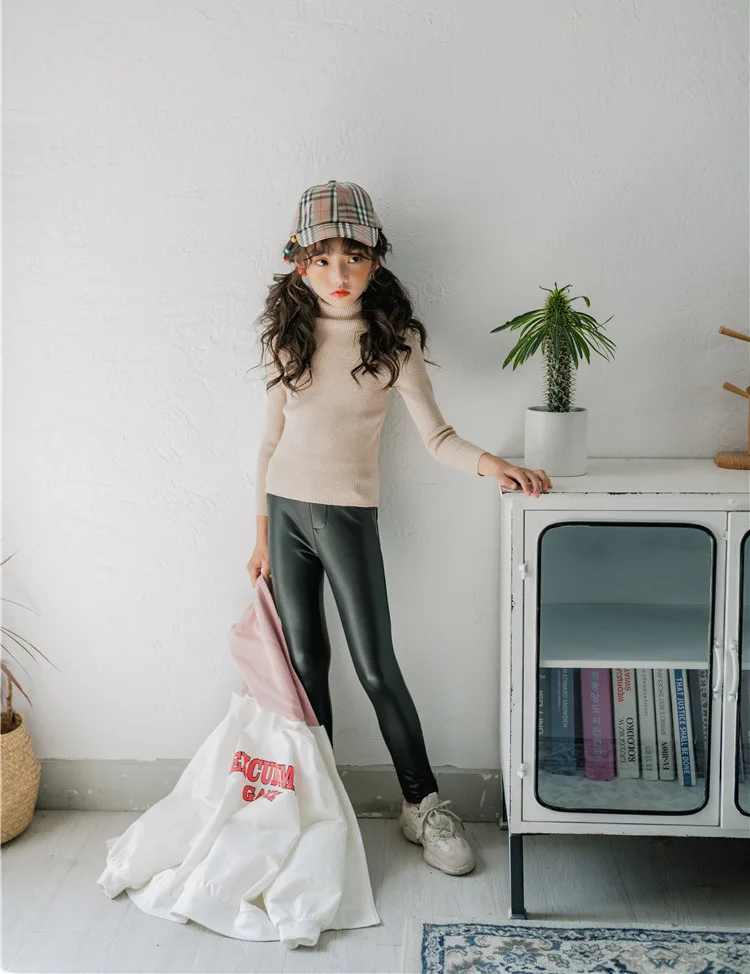Winter Turtleneck Solid Sweaters Teenage Girls Knit Tops Kids Clothing Autumn Baby Big Girl Long Sleeve Sweater Clothes