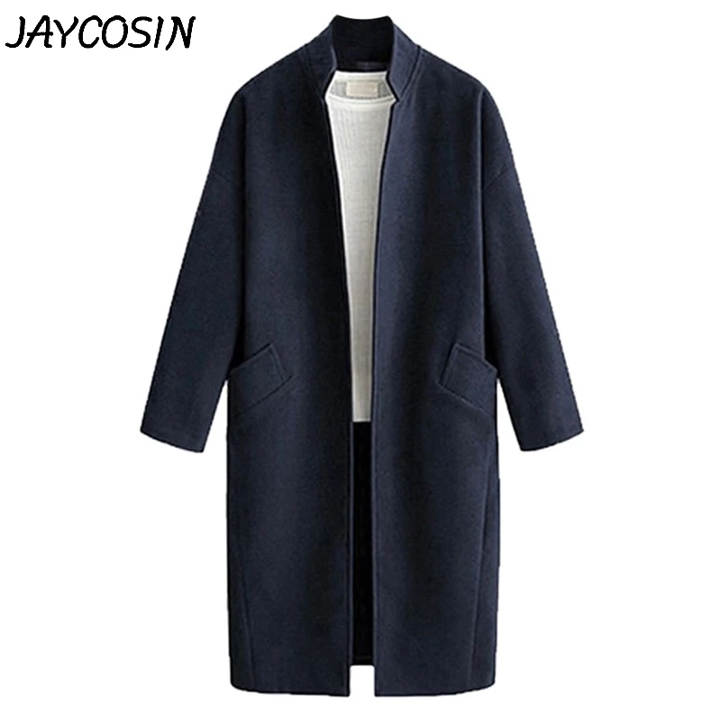 JAYCOSIN Женское шерстяное пальто оверсайз свободные кашемировые куртки однотонное пальто Свободный кардиган верхняя одежда casaco feminino