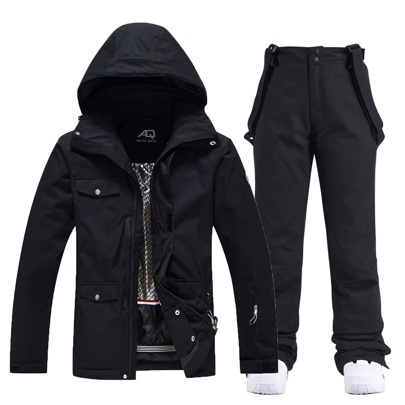 -30 Pure Color Women's Snow Suit Wear Snowboard Clothing Sets 10k Waterproof Windproof Winter Costume Ski Jacket + Pant Girl's ski jacket women ski pants