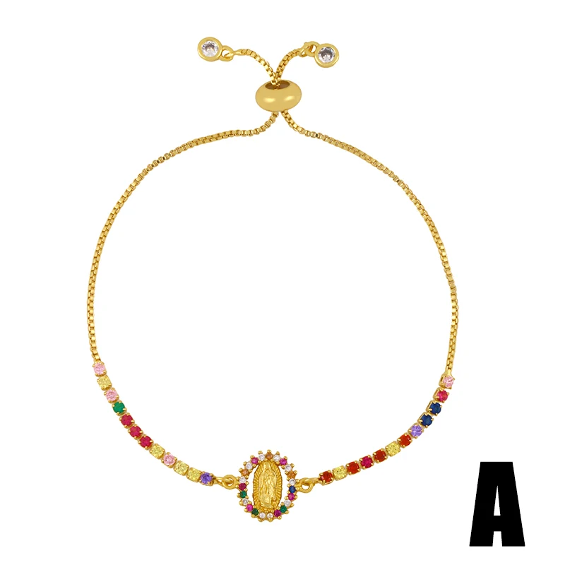 Gold Plated Virgin Mary Bracelets For Women Copper CZ Crystal Bracelet Religious Jewelry Gifts virgen de guadalupe brtc44 bracelet jewelry