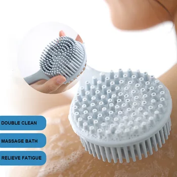 

Bathroom Wash Brush Bathing Massage Back Double-sided Shower Body Brush Silicone Long Handle Loofah Body Exfoliating Accessories
