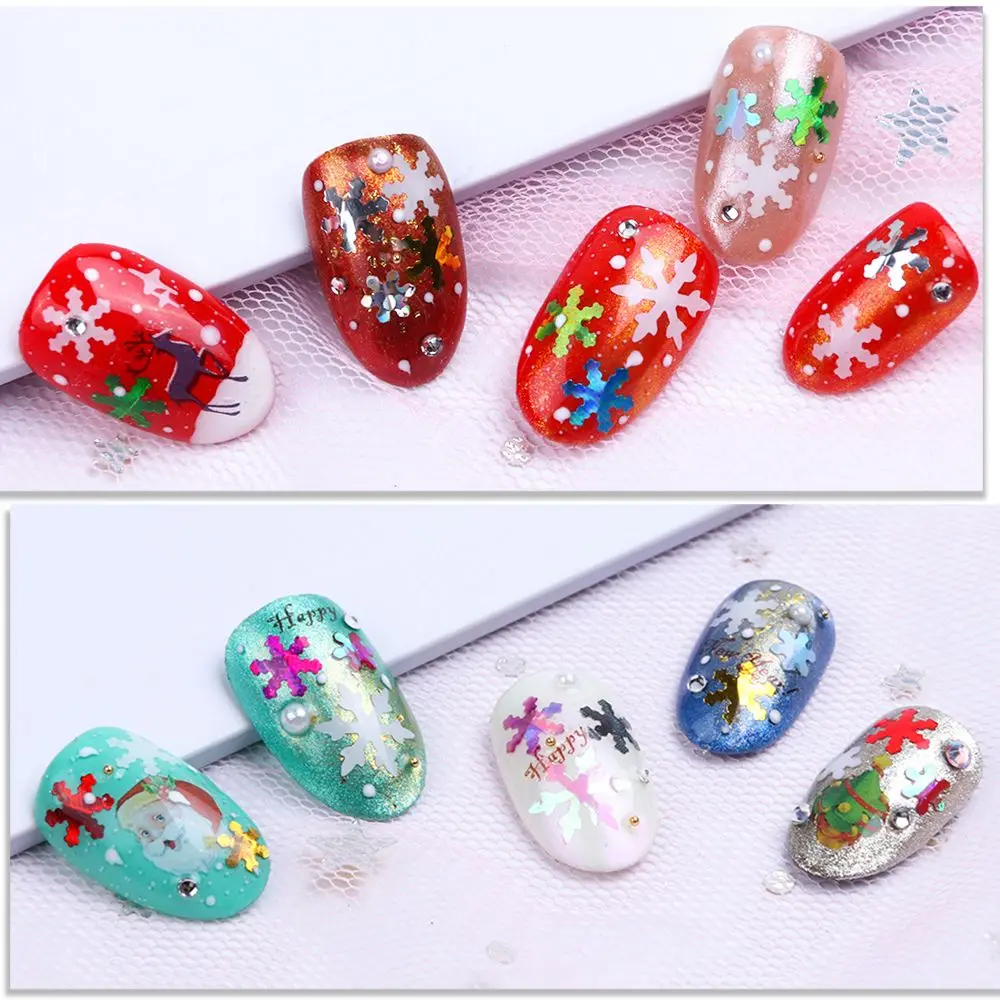 1 коробка зимние снежинки блеск для ногтевого дизайна блестки хлопья белая