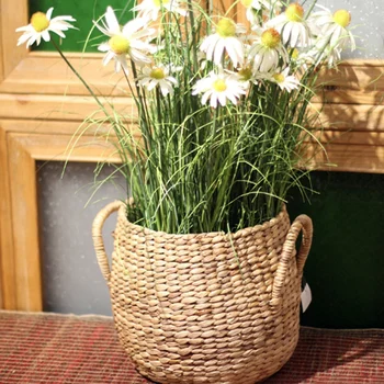 

Hand-Woven Water Hyacinth Material Storage Basket Flower Basket Simulation Green Plant Flower Basket