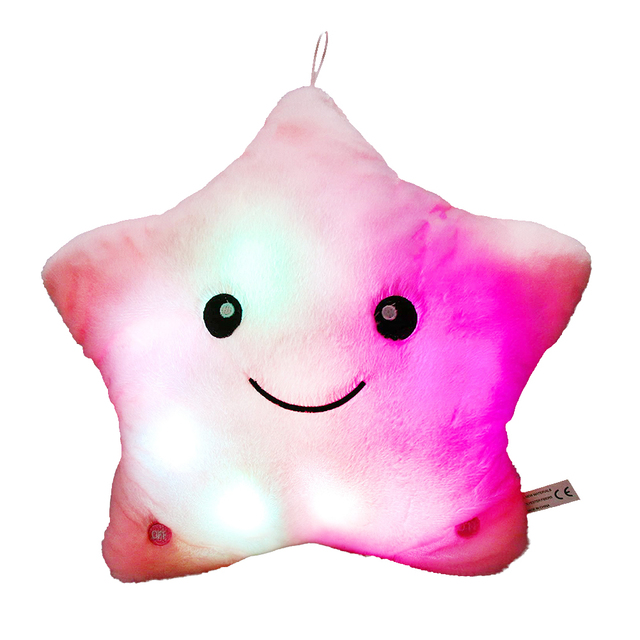 38CM Colorful Moon Shape Plush Toys Luminous Glowing LED Light Pillow Soft  Kawaii Stuffed Lovely Kids Toy Birthday Gift