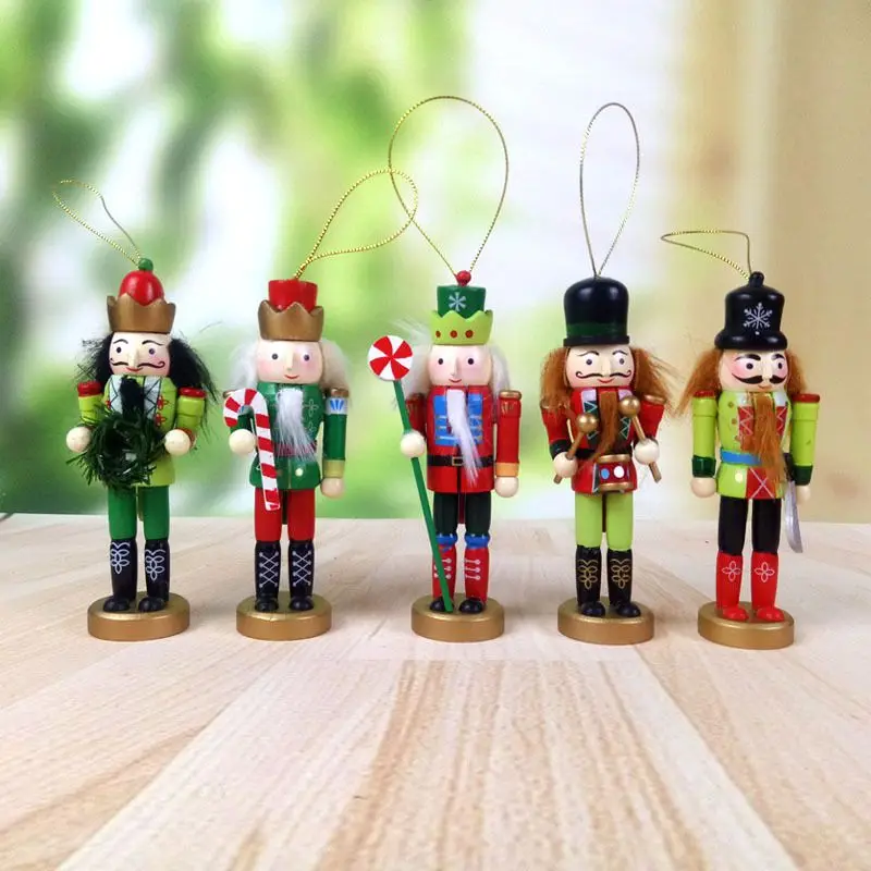 5 дюймов Рождественский деревянный Щелкунчик куклы игрушки, фигурки украшения Кулоны из нержавеющей стали для праздника елки рождественские украшения