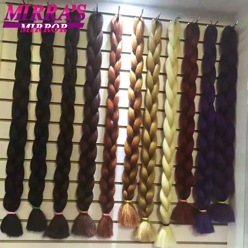 

82 Inch Pure Color Jumbo Braiding Hair Extensions Synthetic Braids Ombre Hair For Box Braid Support Wholesale Mirra’s Mirror