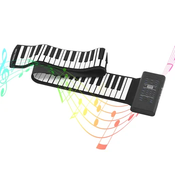 

88 Keys Portable Roll Up Piano Electronic Keyboard Silicon Built-in Stereo Speaker 1000mA Li-ion Battery Support MIDI Microphone