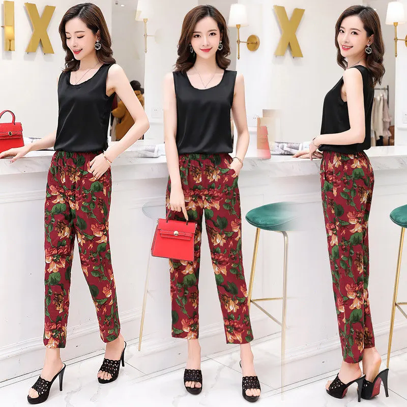 Повседневные женские брюки 2020 летние шаровары длиной до щиколотки Модные