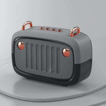 

HiFi Stereo FM Radio Mini Portable Retro Bluetooth Speaker With Mic Wireless Desktop Home Decor Rechargeable Handsfree Calling