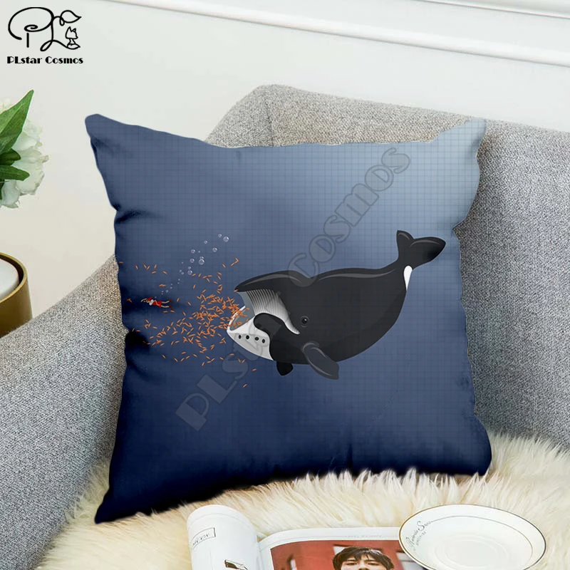 

Funny Whale 3d printed Pillow Case Polyester Decorative Pillowcases Throw Pillow Cover