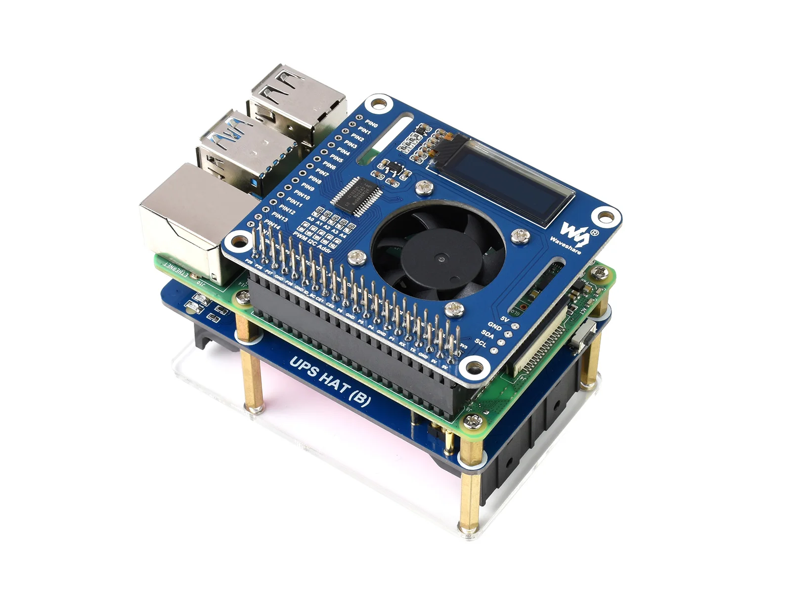 Wavprincipare-chapéu Ups b para Raspberry pi 3b Mais 4b Etc. Fonte de Alimentação Ininterrupta de 5v Alta Corrente 5a Conector Pogo Pin - Imagem 5