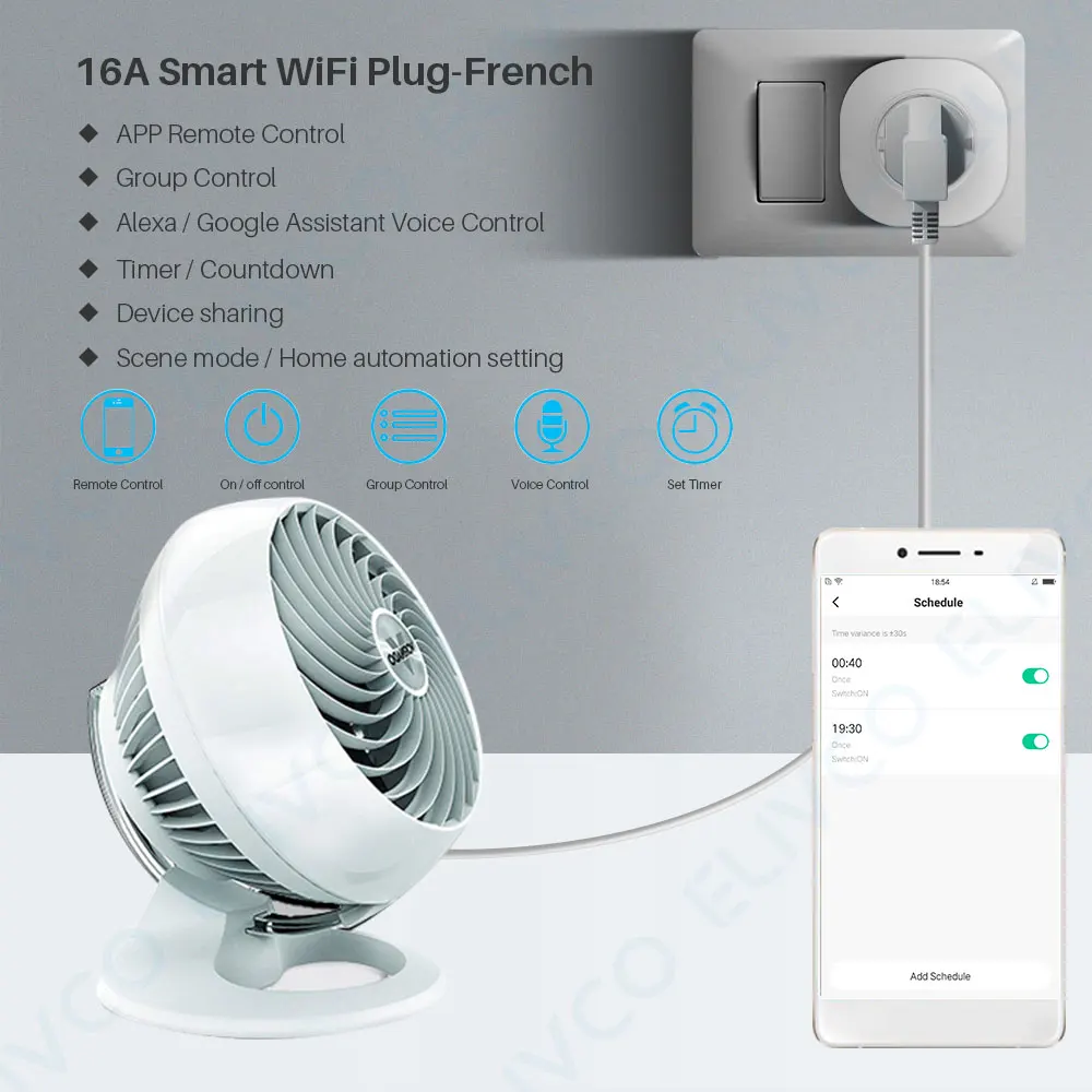 WiFi Smart Plug EU адаптер 16A Tuya приложение дистанционное управление голосом розетка