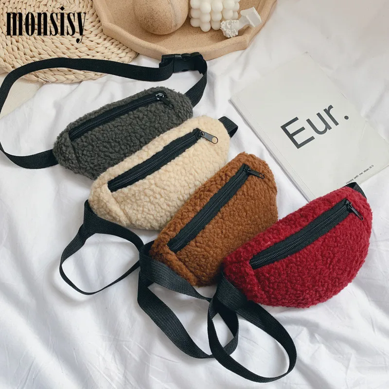 Monsisy поясная сумка для детей, шерстяная поясная сумка для мальчиков и девочек, поясная сумка на грудь, Детская мини-сумка через плечо, рождественский подарок, кошелек для монет