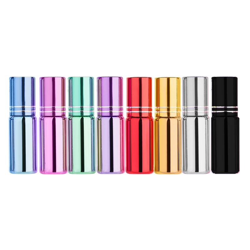 

50PCS/Lot 5ML Mini UV Glass Bottle with Stainless Roller Ball Empty Roll-on Bottle for Essential oil ,Perfumes, Aromatherapy