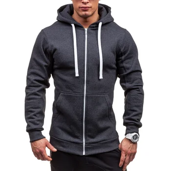 

ZOGAA 2020 Men Full Zip Long Sleeved Hooded Sweatshirt Fashion Pure Color Autumn Winter All-match Clothes Coat Top Hot Sale