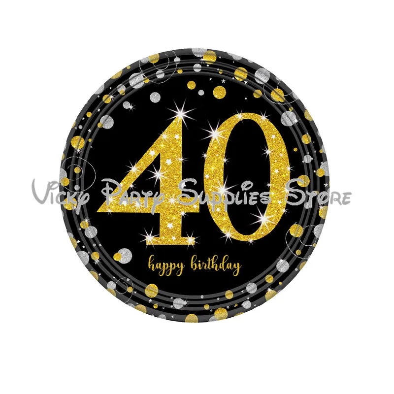 7inch plate 8pcs 40y Возраст буквы вечерние одноразовые посуда юбилей Свадьба День рождения бумажная чашка тарелка баннер украшение для вечеринки принадлежности - Цвет: 7inch plate 8pcs 40y