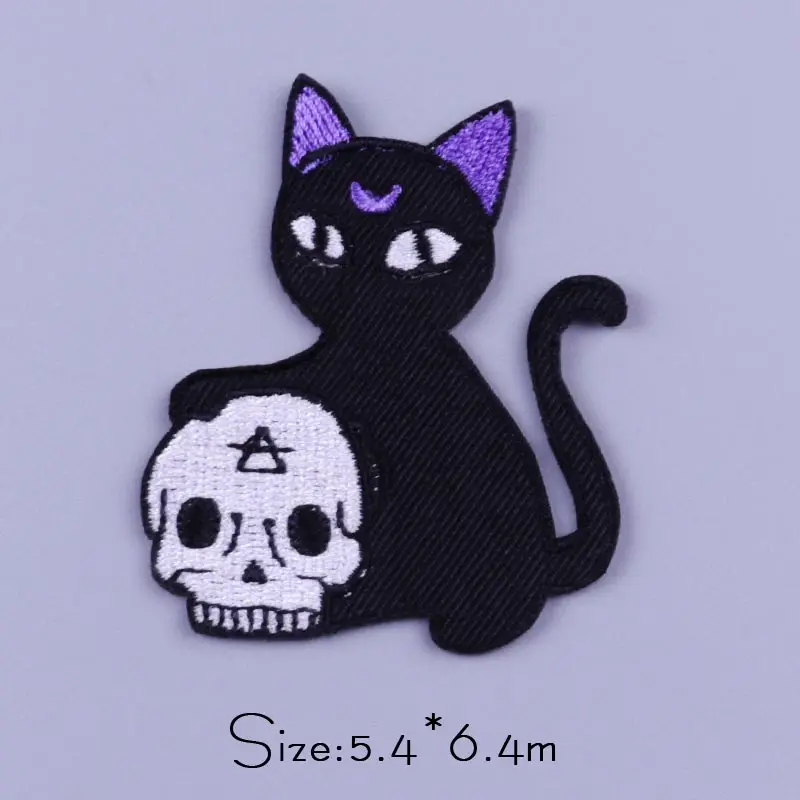 Hippie Punk Stripes Patch Biker Embroidered Patches For Clothing Rock Badge Iron On Patches On Clothes Skull Stickers Jacket