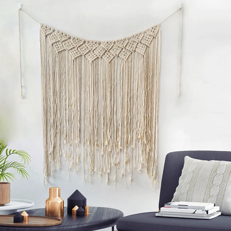 DIY boho деревенский Свадебный макраме шторы настенный гобелен вязаный хлопок большие гобелены скандинавские Свадебные уличные украшения