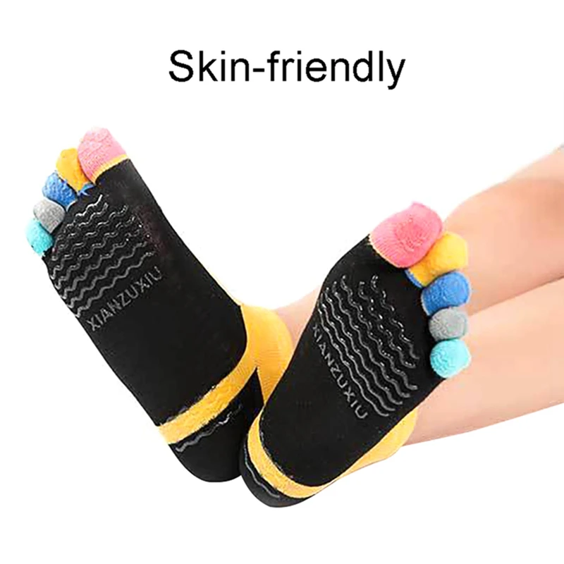 Для женщин Йога с принтом носков пять пальцев полный носок Противоскользящий спортивный носок с силиконовым каблуком спортивные носки новинка