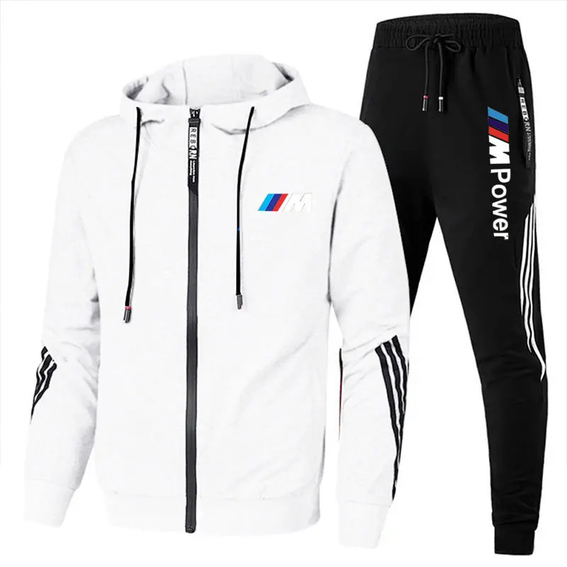 Men's Patchwork Sweatshirt set Hoodies Clothing Casual Loose Streetwear Male Fashion BMW Autumn Winter Outwear + Pants 2 Piece S mens tracksuit set