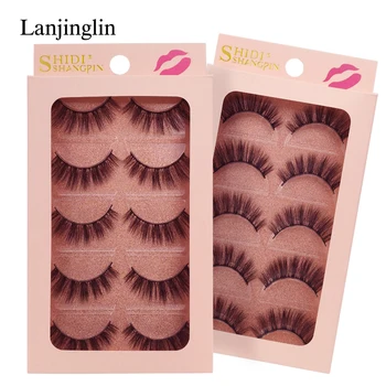 

LANJINGLIN 5 pairs mink false eyelashes full strip lashes 3d makeup hand made fake mink lashes natural false eyelash G901