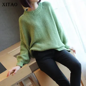 

XITAO Knitted Irregular Sweater Fashion New 2020 Spring Pullover Small Fresh Patchwork O Neck Minority Loose Sweater GCC3337