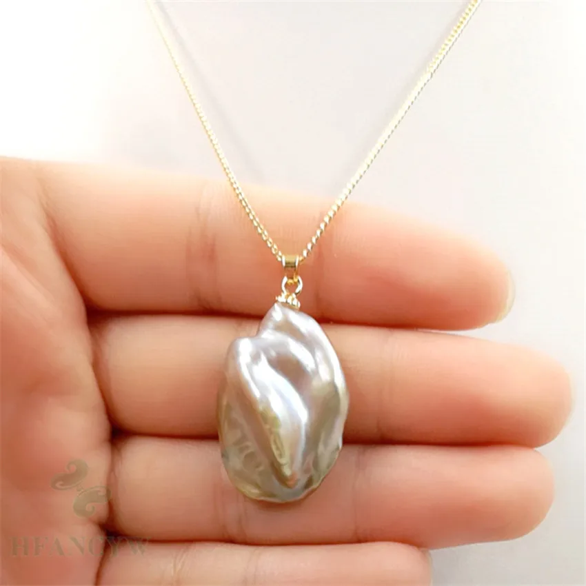 

18x26mm Huge Natural Multi-color Baroque Pearl Pendant Necklace Real Jewelry Cultured Hang Flawless Women