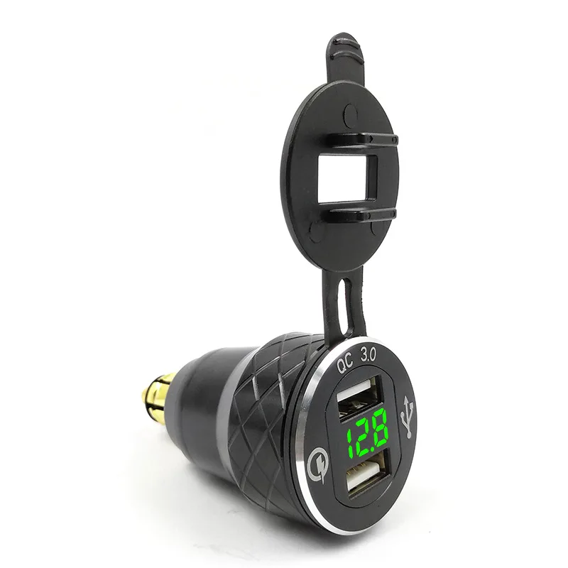 Черное зарядное устройство из алюминиевого сплава Quick Charge 3 0 с двумя USB портами