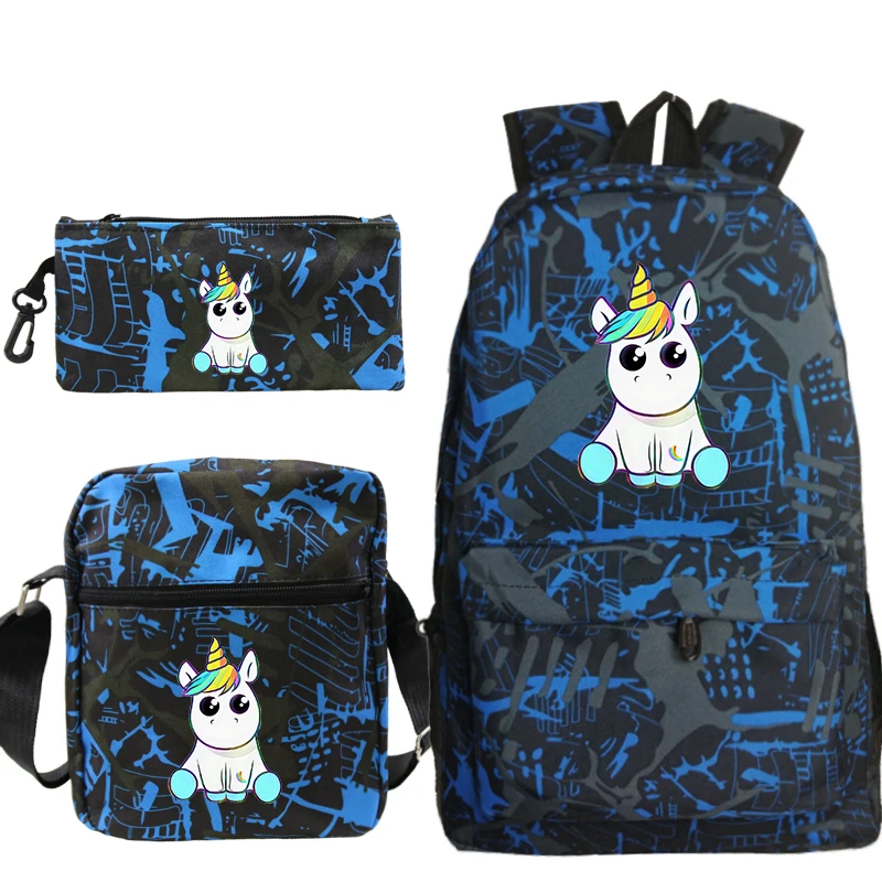 Милый Единорог Рюкзак 3 шт./компл. Mochila Карандаш Чехол школьные сумки для подростков мальчиков и девочек Для женщин, рюкзак для путешествий с отделением для лэптопа, распылитель ранцевого типа для с