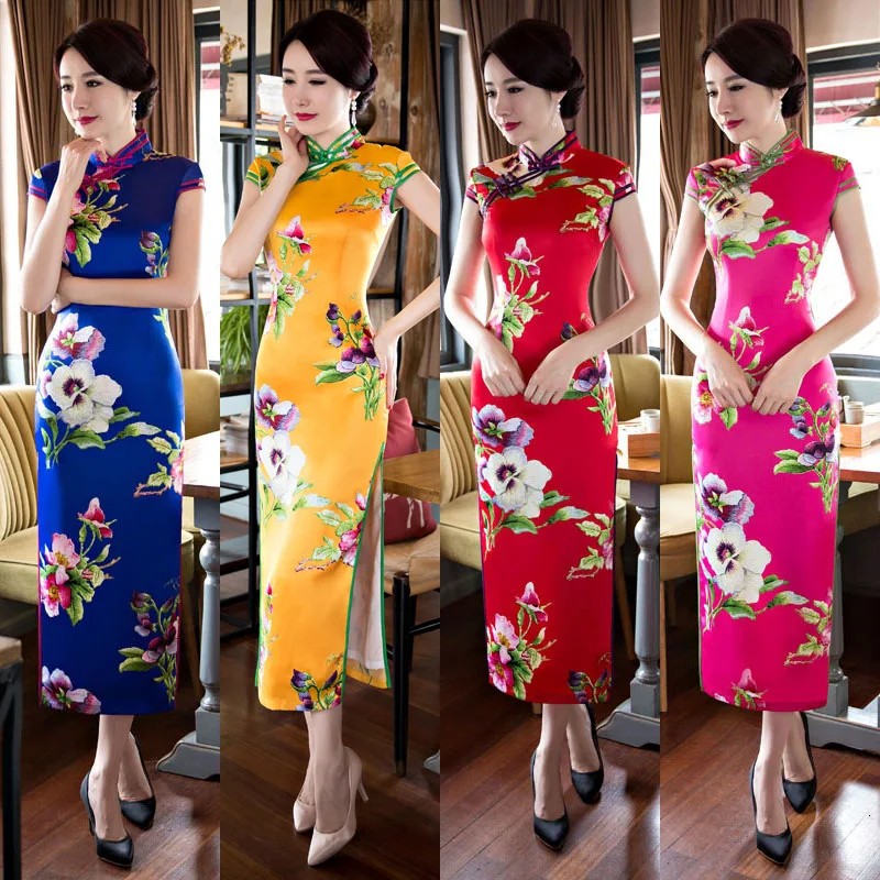 Sheng Coco шелковое китайское платье 4 цвета Ретро Cheongsam Восточный стиль платья традиционная китайская одежда женское вечернее платье