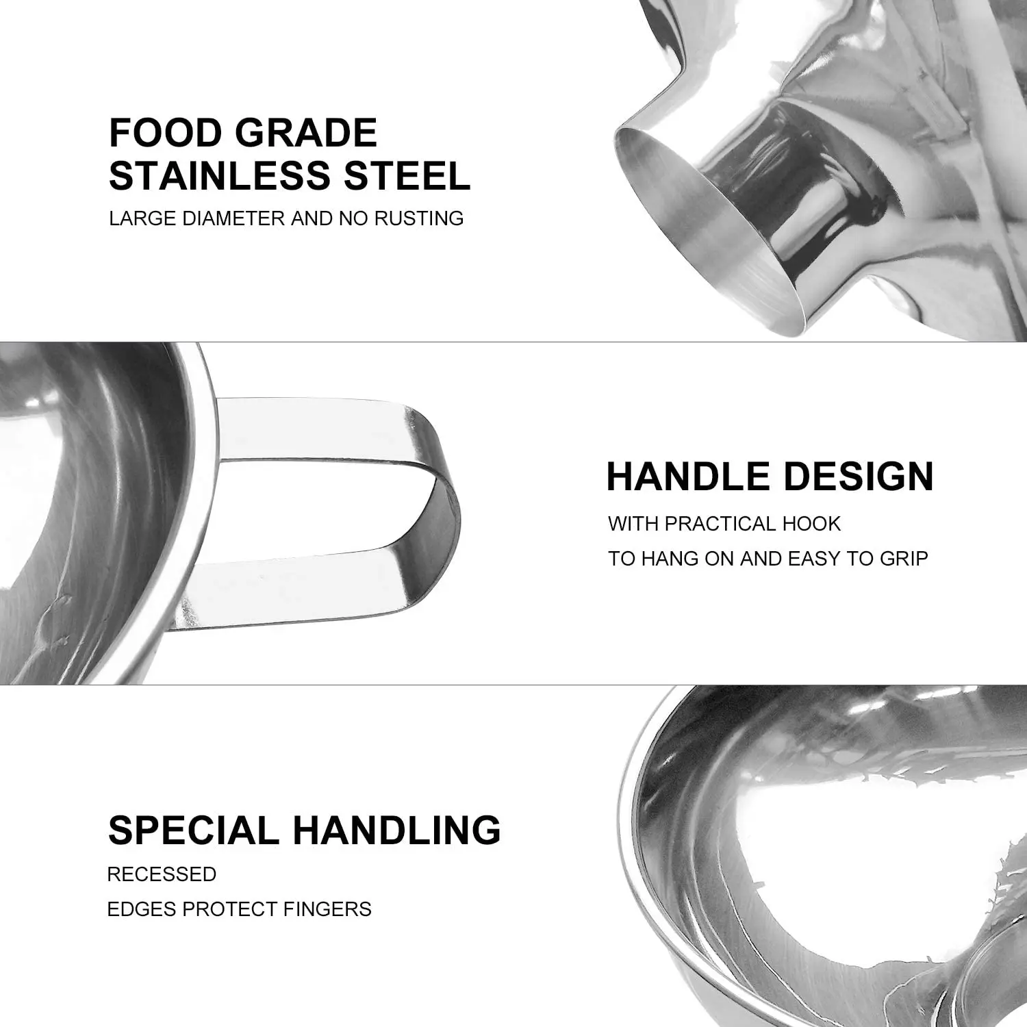 Wide Mouth Funnel Stainless Steel Funnel Kitchen Funnel Kitchen Accessories Stainless Steel Wide Mouth For Oil Wine Canning Cooking Garden