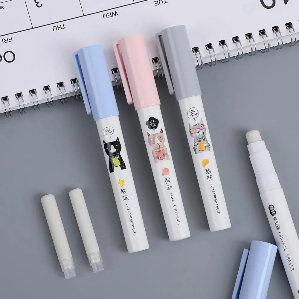 

1 Pack Novelty Rotate Eraser Primary School Pen Pencil Rubber Pencil Erasers with Erasers Refills Correction Tools Stationery